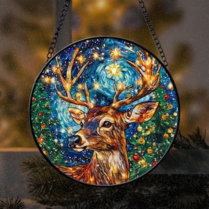 Christmas Deer Decor, Christmas Suncatcher, Christmas Window Hanger, Christmas Gifts, Birthday Gifts