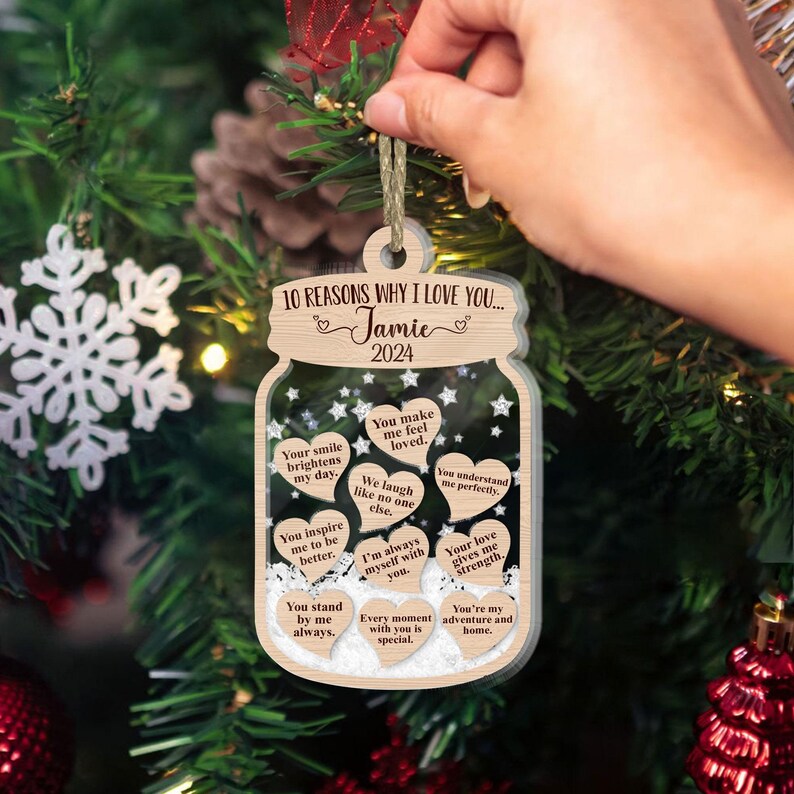 Personalized 10 Reasons Why I Love You Christmas Shaker Ornament