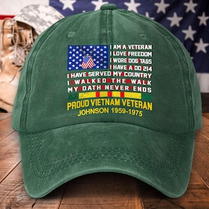Personalized Proud Served Vietnam Veteran Distressed Washed Printed Hat, US Military Cap Gift For Dad, Grandpa, Veteran Gifts