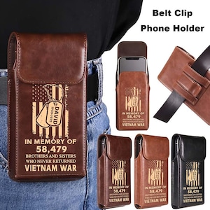 Personalized Proudly Served Vietnam Veteran Belt Clip Phone Holder, Duty Honor Country Proud Veteran, Veteran Gift, US Military Gift