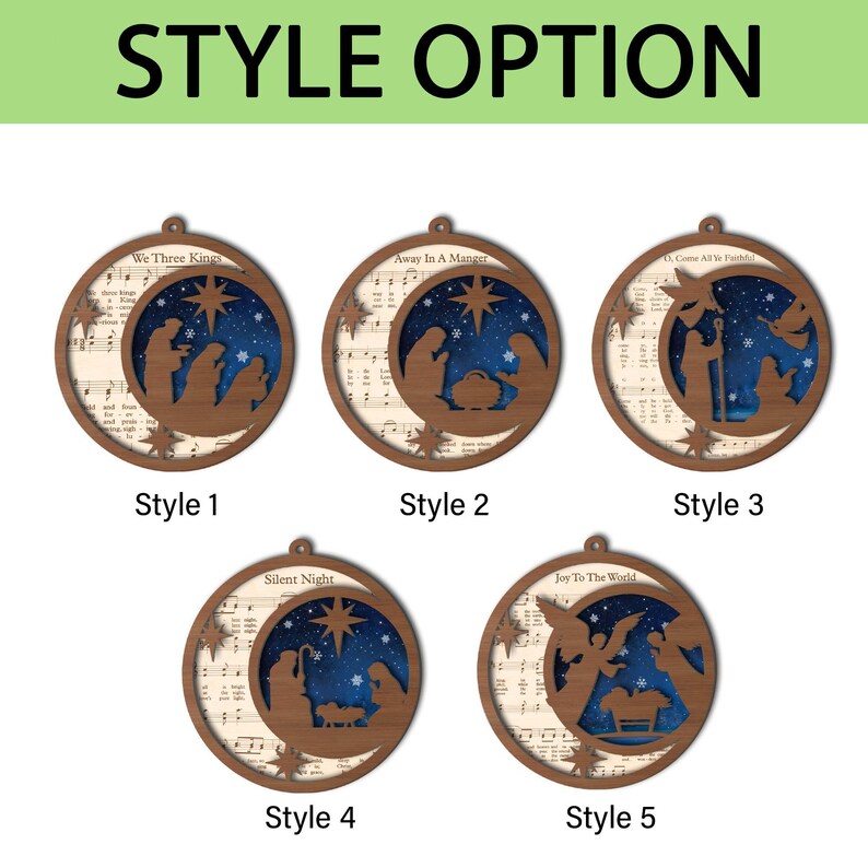 Christmas Nativity Sheet Music 2 Layer Wood Ornament, Christmas Song
