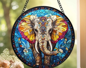 Mandala Elephant Suncatcher, Mandala Window Hanger, Mandala Elephant Decor, Boho Window Decor, Spiritual Gifts, Birthday Gifts For Her