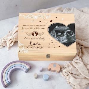 Personalised Baby Loss Wooden Keepsake Box, Miscarriage Memory Box, Angel Baby Grieving Gift, Angel Baby, Baby Loss, In Memory Of Child
