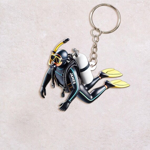 Scuba Diving Theme Keychain Scuba Dver Keychan VERY SMALL Scuba Dver ...