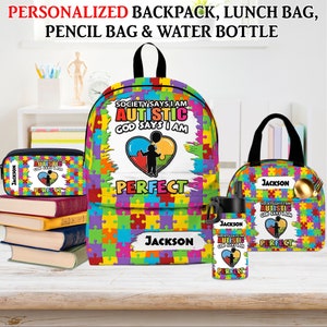 Sac à dos personnalisé autisme pour garçons, sac de sensibilisation à l'autisme pour enfants, sac à dos neurodivers pour fille et fils autistes, cadeau de rentrée
