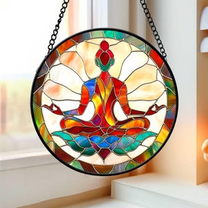 Faux Stained Glass Yoga Suncatcher, Namaste Yoga Ornament, Yoga Window Hanging Ornament, Gift For Yoga Teacher, Workout Asana Gift Yoga Gift