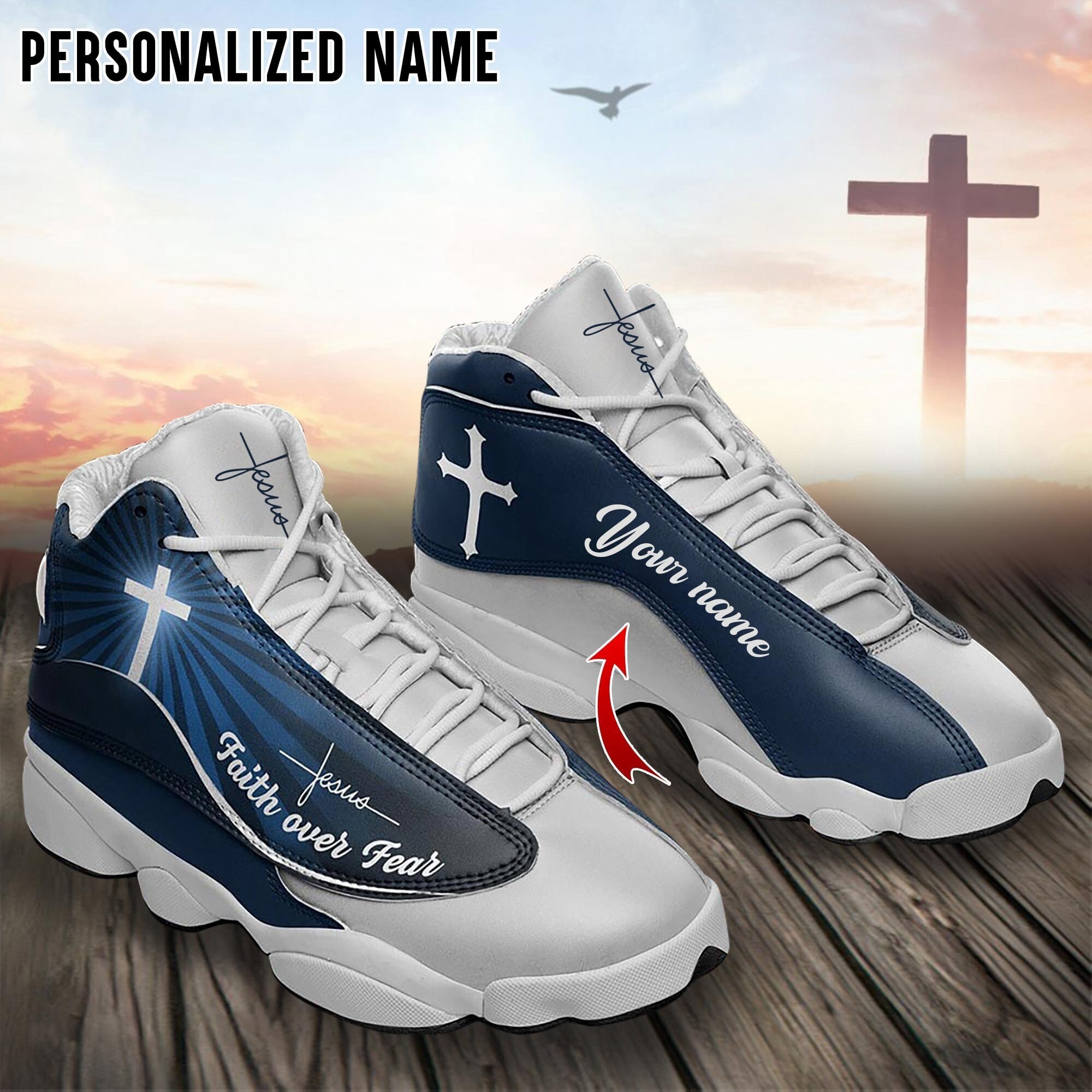 Jesus Faith Over Fear High Top Shoes Christian Cross Faith Based Gifts -  PrideearthDesign