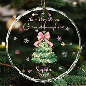 Personalized Granddaughter Christmas Ornament 2025 – Custom Tree with Name & Year, Holiday Keepsake from Grandparents