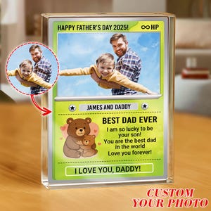 Placa de acrílico personalizada com foto do melhor pai de todos os tempos, presentes de dia dos pais para pai/papai de filho e filha, bloco de acrílico com figura personalizada