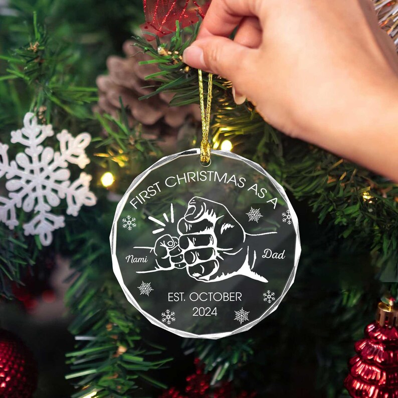 Personalized First Christmas as A Dad Ornament, Christmas Ornament for