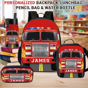 Custom Kids Backpack, Fire Truck Back To School Backpack, Kindergarten Kids Bookbag, Birthday Gift For Boys, School Bag For Children Toddler