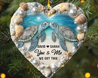 Heart Sea Turtle Glitter Ocean Ring Dish- Hawaii Ceramic Beach Trinket Bowl Decor- Hawaiian Small Tropical Art Gift Souvenir Jewelry Holder