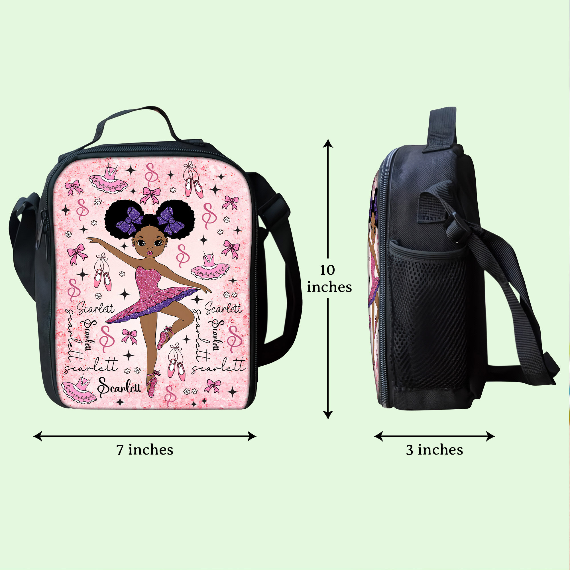 Personalized Afro Ballerina Backpack, Back To School Backpack Lunch Bag For Kids, Birthday Gift for Kids, Black Girl Ballerina Gift