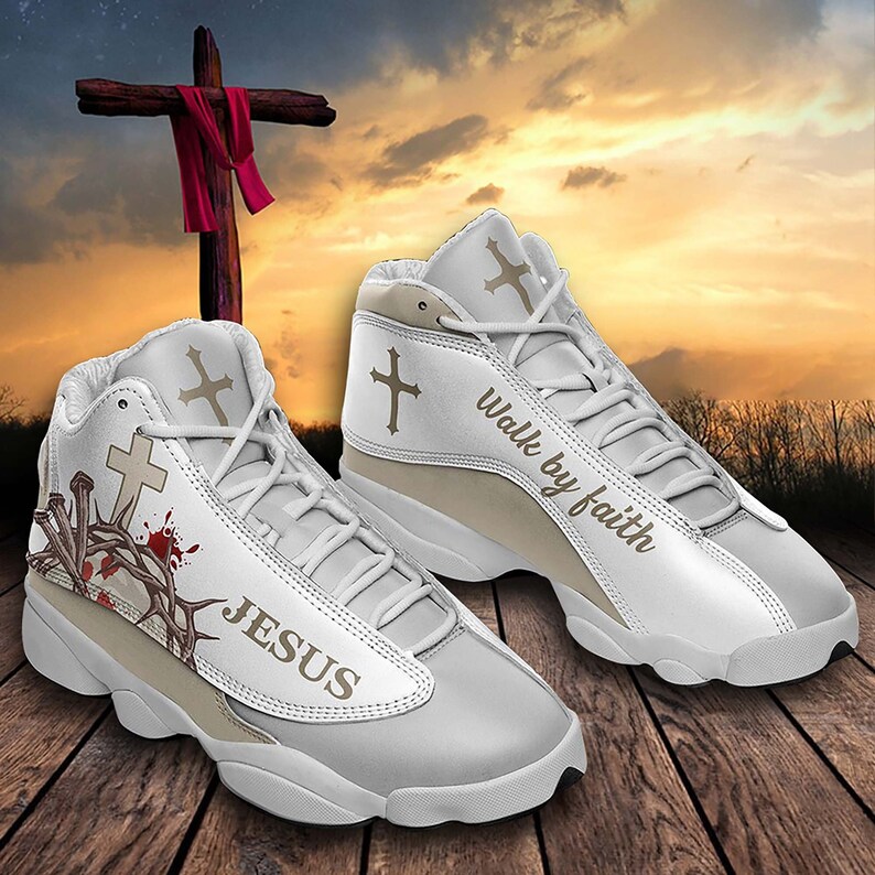 Walk by Faith JD13 Sneakers, Jesus Shoes, Christian Gifts, God Sneakers, God Running Shoes