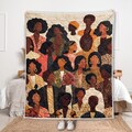 African American Women Quilt Blanket, Sherpa Quilt Blanket, Black Queen Blanket, Black Women Blanket, Gift For African Women, Afro Blanket