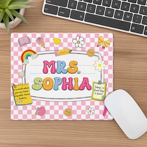 Custom Teacher Mouse Pad, Colorful Classroom Desk Accessory, Teacher Gift for Women, End of Year or Back to School Present