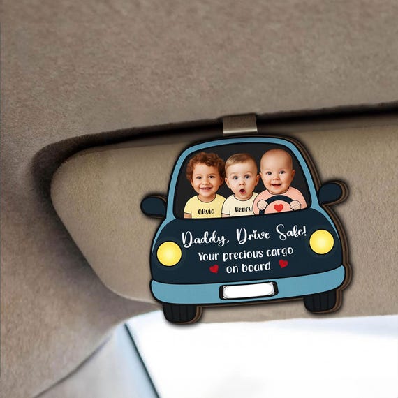 Car Visor Picture Holder 5-Pack Magnetic Photo Clip For Car Visor - Acrylic Picture Holder For 2.4x3.5" Photos, Easy Display Accessory Personalized Car Visor Accessory