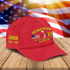 Personalized Name Vietnam Veteran 2D Embroidered Cap, US Military Cap Gift For Dad, Grandpa, Veteran Day Gift, Father&#39;s Day Gift For Men