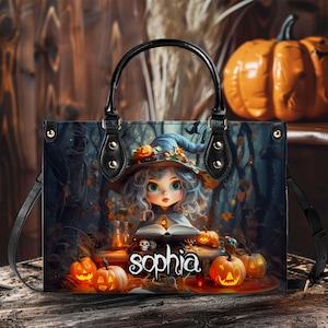 Personalized Cute Witchy Gothic Handbag With Handle, Spooky Witch Cute Vibes Handbag, Spooky Season Bag, Halloween Accessories Gift