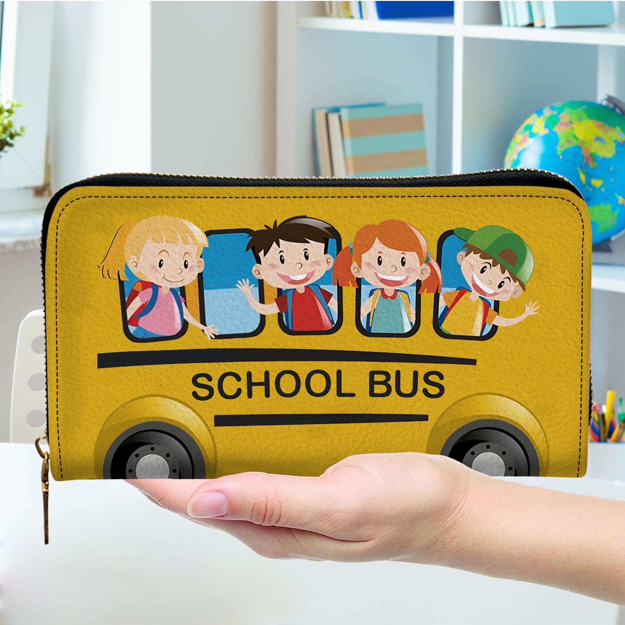 Personalized School Bus Driver Leather Handbag With Handle, Back To School Gift, Bus Driver Appreciation Day Gift, Bag Gift for Bus Driver