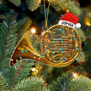 Benutzerdefinierte Musiker Ornament, Messing Waldhorn Baumbehang, Weihnachtsgeschenk für Instrumentalisten und Musiklehrer