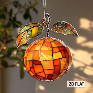 Orange Disco Ball Acrylic Window Hanging, Acrylic Fruit Window Decor, Funky Summer Citrus Hanging, Retro Home Accent, Fun Birthday Gift Idea