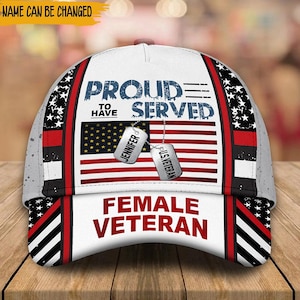 Gorra veterana femenina personalizada, orgullosa de haber servido como regalo, sombrero veterano orgulloso, gorra militar de EE. UU. para mamá, abuela, regalo de veteranos para anciana