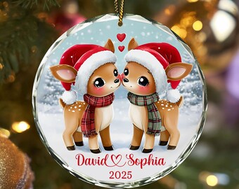 Couple Christmas Ornaments 2025 Kissing Couple Bone China Dessert Plate Melody Rose London Wolf & Badger Christmas Ornaments Couple