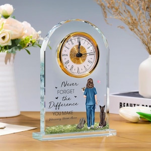 Orologio da tavolo in acrilico personalizzato per infermiere veterinario, regalo di pensionamento personalizzato per infermiere veterinario, ricordo di ringraziamento per un collega