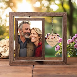 Custom 40th Ruby Wedding Anniversary Wooden Photo Frame, Personalized 40 Years of Marriage Keepsake Gift for Couple
