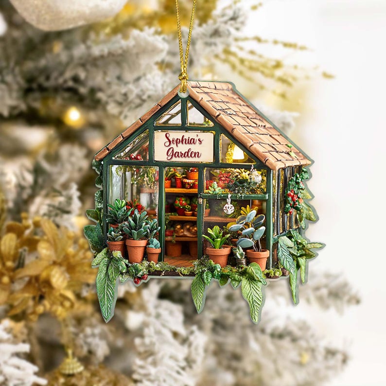 Personalized Greenhouse Acrylic Ornament, Garden 2D Flat Ornament, Gift