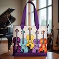 Violin Quilted Tote Bag, Music Lover Patchwork Bag, Orchestra Teacher Gift, Colorful Appliqué Music Tote product logo