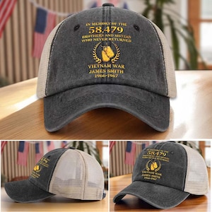 Personalized Vietnam Veteran Demin Hat With Mesh, Custom Name US Military Cap Gift For Dad, Grandpa, Veteran Day Gift, Father's Day Gift