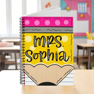 Personalized Teacher Notebook, Teacher Spiral Ruled Line Notebook, Teacher Gift, Back To School Gift, Teacher Appreciation Gift