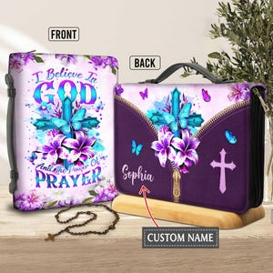 Personalized Christian Bible Cover, Custom Name I Believe In God Bible Cover, Religious Gifts For Women, Gifts For Christian, Faith Gifts