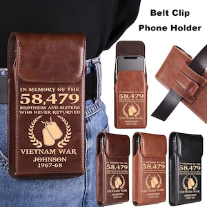 Personalized Proudly Served Vietnam Veteran Belt Clip Phone Holder, Duty Honor Country Proud Veteran, Veteran Gift, US Military Gift