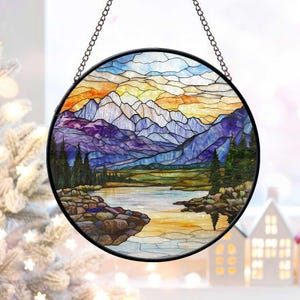 Grand Teton National Park Faux Stained Glass Suncatcher, Gift for Grand Teton National Park Lover, Grand Teton National Park Window Hanging