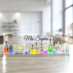 Personalisierter Science Lab-Lehrer, personalisierter Lehrer-Schreibtisch-Namensschild, Lehrer-Schreibtisch, Lehrer-Acrylplakette, Wissenschaftslehrer
