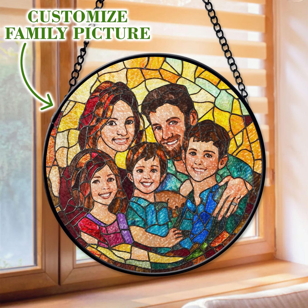 Personalized Grandma - Grandkids Stained Glass, Custom Portrait Stained