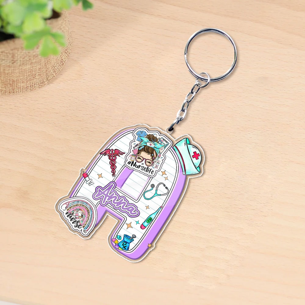 Custom Name Nurse Acrylic Keychain, Keychain for Nurses, Nurse Graduation Gift, Nurse Scrubs Gift, Healthcare Keychain, Nurse Accessory Gift