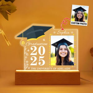 Luz de noche LED de graduación personalizada, luz de noche de graduación con foto personalizada, placa de luz de noche para graduados, regalo para estudiantes de último año de secundaria y universitarios
