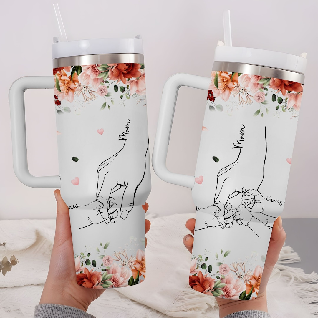 Personalized Mom 40 Oz Tumbler With Kids Name, Custom Tumbler Gifts for ...