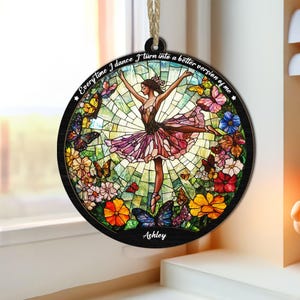 Personalized Ballerina Suncatcher Ornament, Dance Ornament, Ballet Girl Ornament, Ballet Gift, Christmas Gift For Ballerina, Gift For Dancer