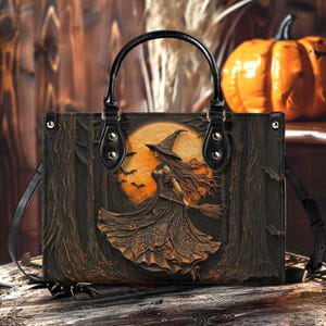 Bolso de mano con asa y estampado gótico de brujas, bolso inflado 3D con atmósfera fantasmal espeluznante, bolso de temporada espeluznante, accesorio de Halloween