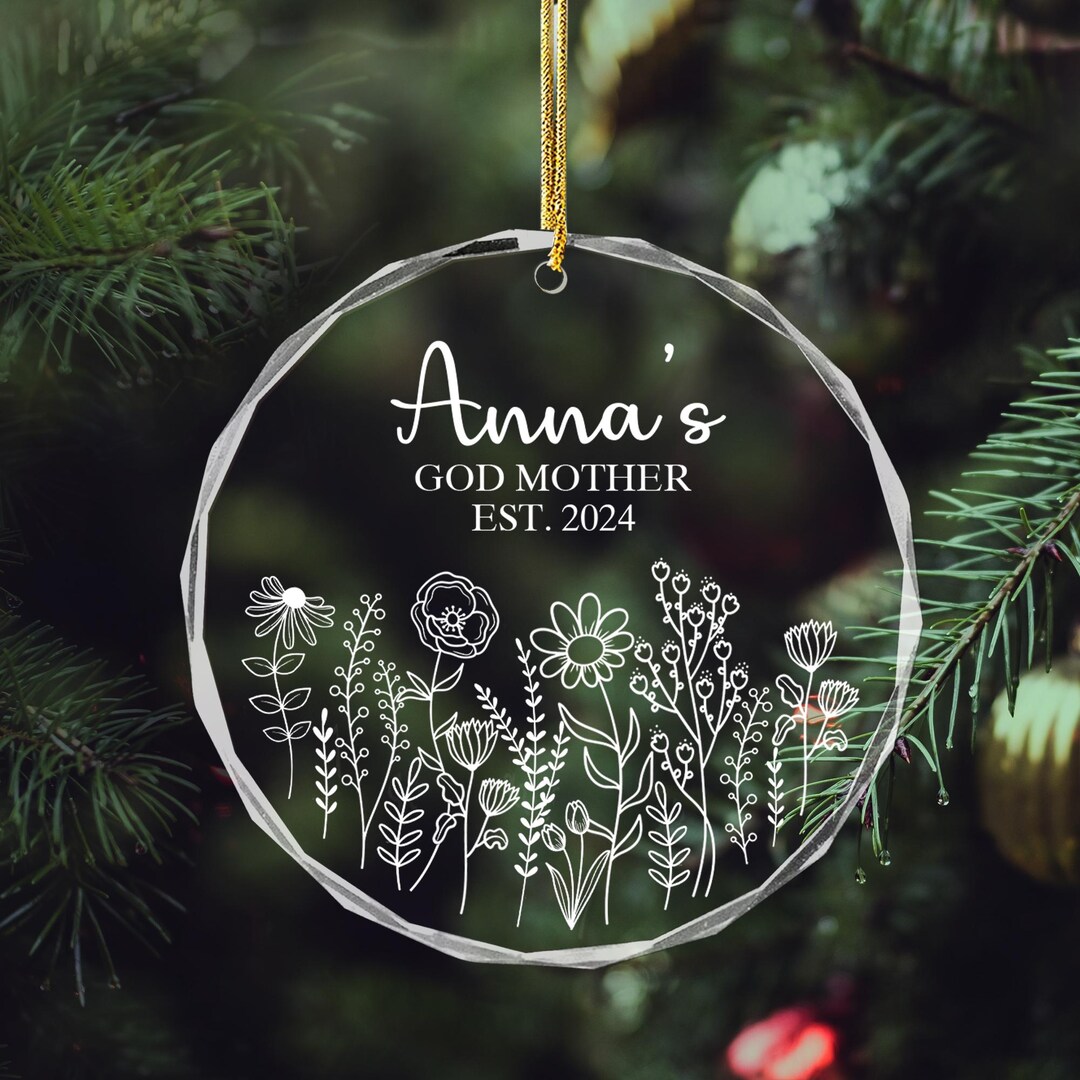 Personalized Name Godmother Glass Ornament, Christmas Gifts for