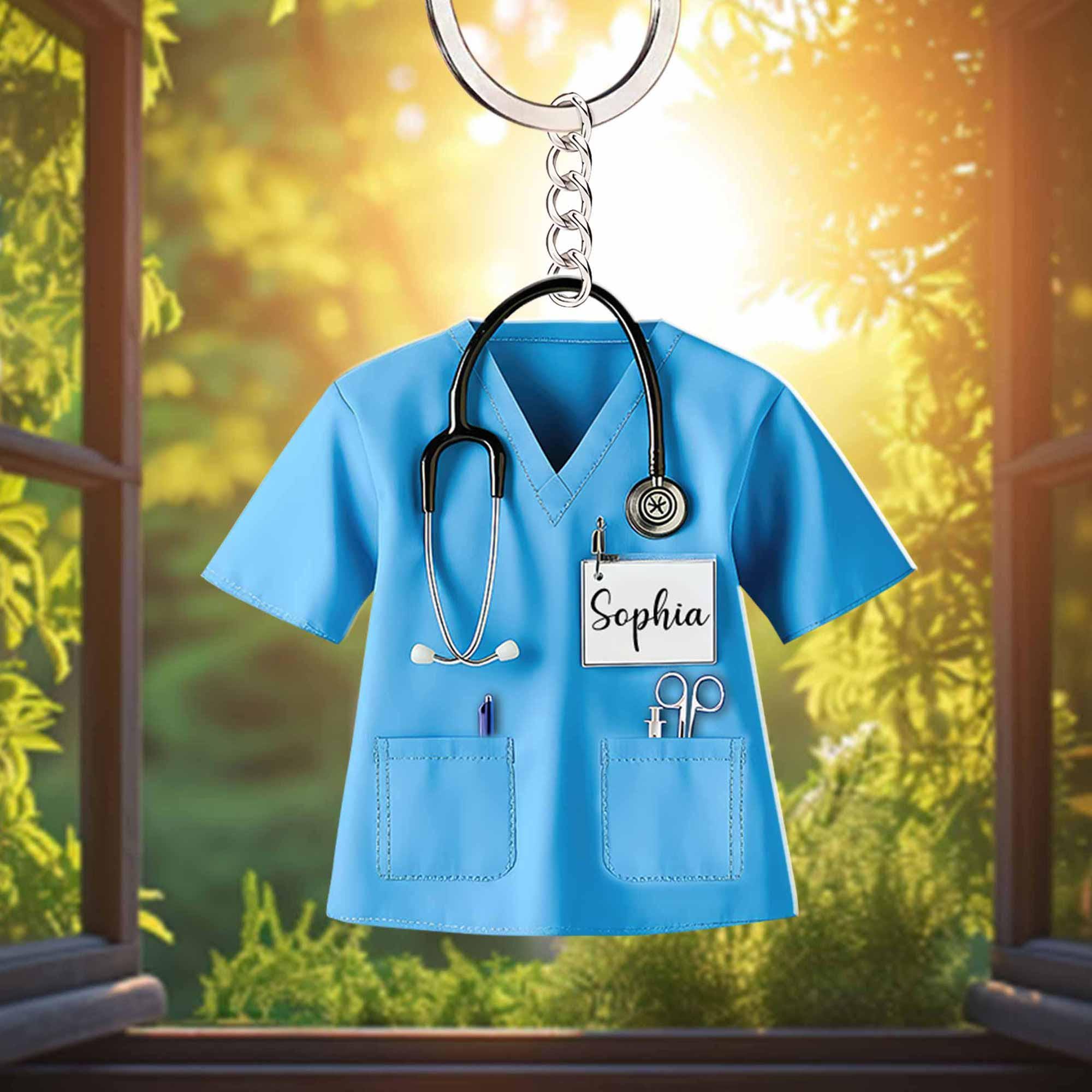 8 Porte-clés En Métal Pour Infirmières/médecins - Cadeau Stéthoscope Seringue Cœur | Argent, Alliage Zinc