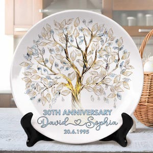 Personalized 30th Wedding Anniversary Plate, Pearl Anniversary Gifts, 30th Anniversary Gifts For Parents, Pearl 30th Anniversary Keepsake