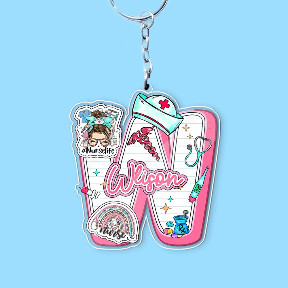 Custom Name Nurse Acrylic Keychain, Keychain for Nurses, Nurse Graduation Gift, Nurse Scrubs Gift, Healthcare Keychain, Nurse Accessory Gift