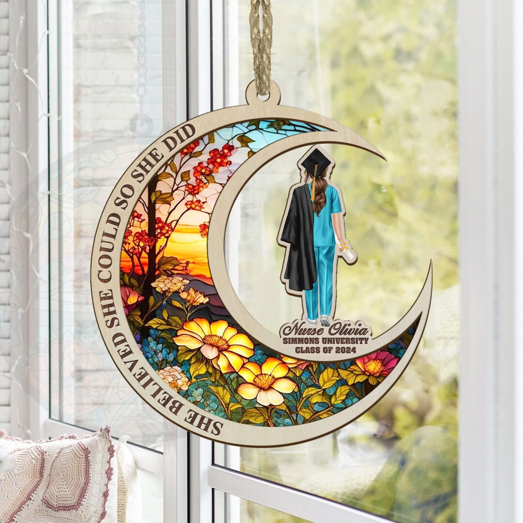 Personalized Nurse Graduation Suncatcher Ornament, Window Hanging
