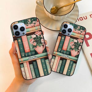 Funda de teléfono personalizada para amantes de los libros, funda de teléfono personalizada para biblioteca, funda de teléfono para lectores, regalo de cumpleaños para amantes de los libros, regalo para ella